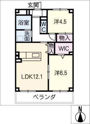 CASSINO(2LDK/2階)の間取り写真