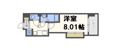 LUXE難波西II(1K/7階)の間取り写真