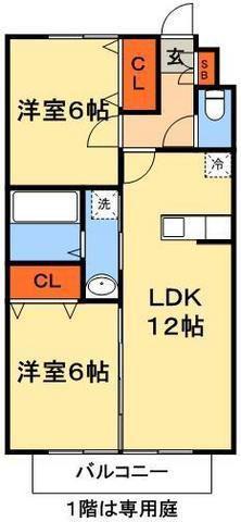 スペイサイド(2LDK/1階)の間取り写真