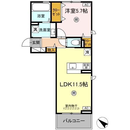 フェニックスアレシア(1LDK/3階)の間取り写真