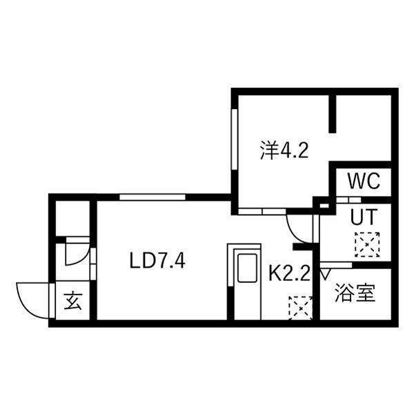 南郷通14丁目北マンション(1LDK/2階)の間取り写真