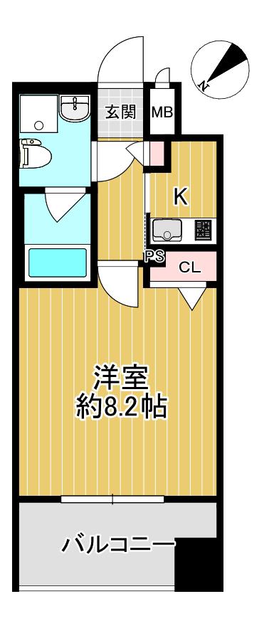 エフパルク県庁前(1K/4階)の間取り写真