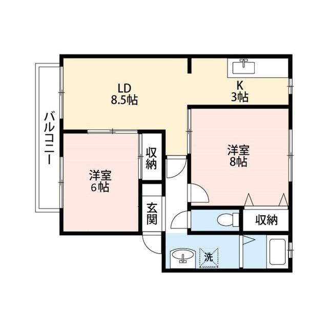 サンガーデン茜ヶ丘(2LDK/2階)の間取り写真