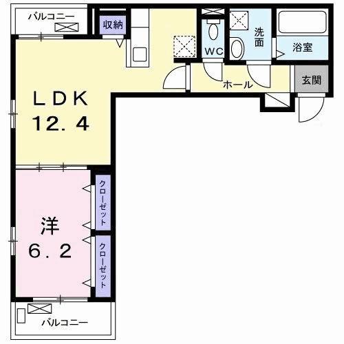 ラフィナート ナガタ(1LDK/2階)の間取り写真