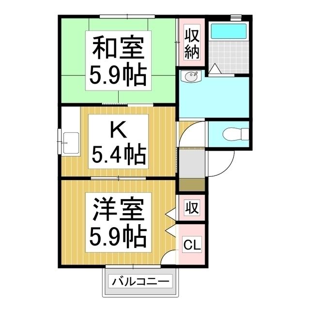 フォーレスマロニエB(2K/2階)の間取り写真