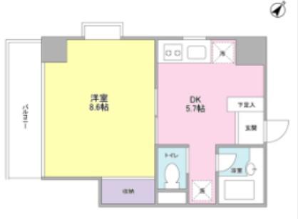 サンフラワー第6(1DK/6階)の間取り写真