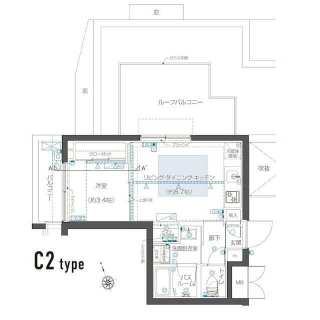 ZOOM西早稲田 部屋番号401(1LDK/4階)の間取り写真