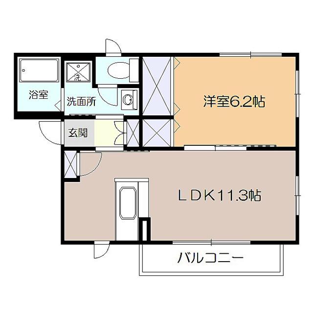 アルカンシェルA(1LDK/2階)の間取り写真