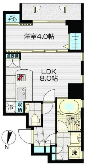 イースト―プ用賀(1LDK/5階)の間取り写真