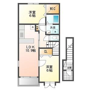 HEART未来II(2LDK/2階)の間取り写真
