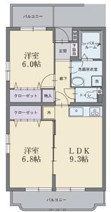 ラフィーネ弐番館(2LDK/2階)の間取り写真