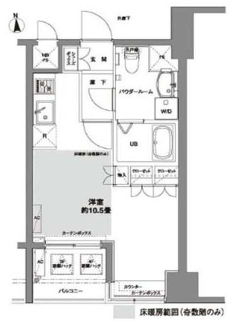 コンフォリア芝公園(ワンルーム/2階)の間取り写真