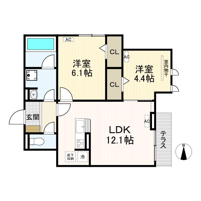 D-PRECIOUS深大寺東町(2LDK/1階)の間取り写真