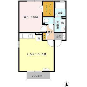 カルチェ VI(1LDK/2階)の間取り写真