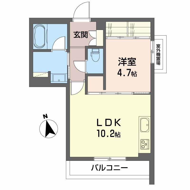 HL9 TOMIDABASHI(1LDK/2階)の間取り写真