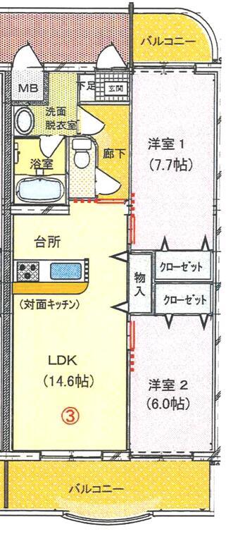 ブライムオーキッド 103(2LDK/1階)の間取り写真