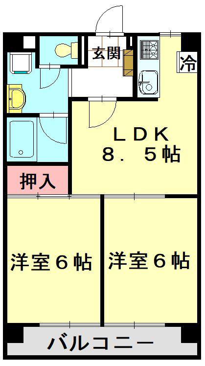 レジデンスK・N(2LDK/3階)の間取り写真