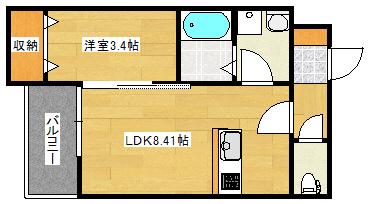 セブンプロート己斐西(1LDK/2階)の間取り写真
