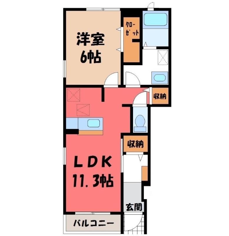 クレメントガーデン アムール(1LDK/1階)の間取り写真