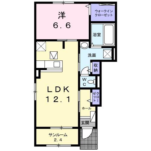 BELLFIORE A(1LDK/1階)の間取り写真