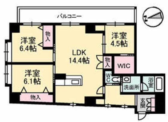 ボナール古京(3LDK/3階)の間取り写真