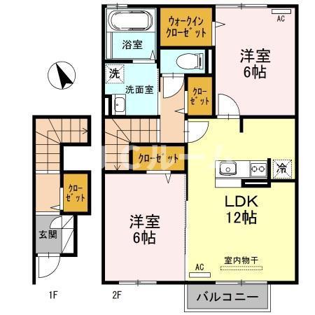 メゾン プランタン(2LDK/2階)の間取り写真