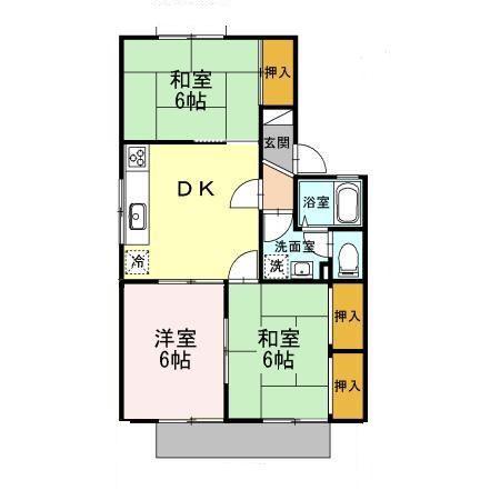 セジュール中井 B棟(2LDK/2階)の間取り写真