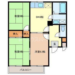 メゾンドネージュ6号館(3DK/2階)の間取り写真