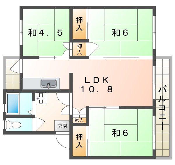 三井団地A棟78(3LDK/3階)の間取り写真