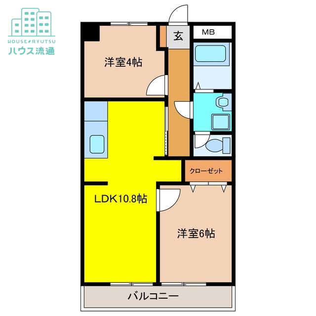アネックス鳥栖(2LDK/4階)の間取り写真