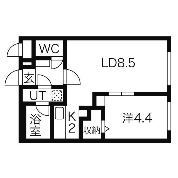 ティファーレ麻生(1LDK/4階)の間取り写真