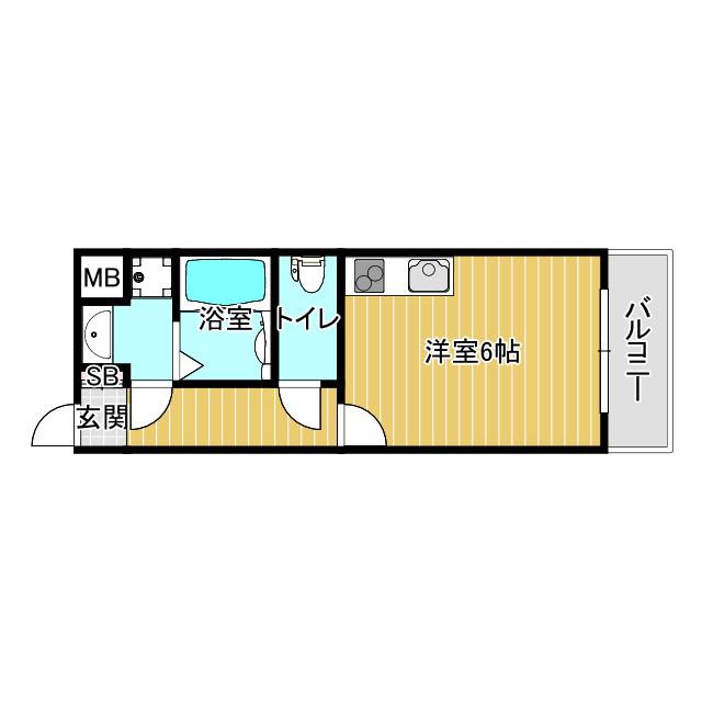 ハピネス岸里(ワンルーム/1階)の間取り写真