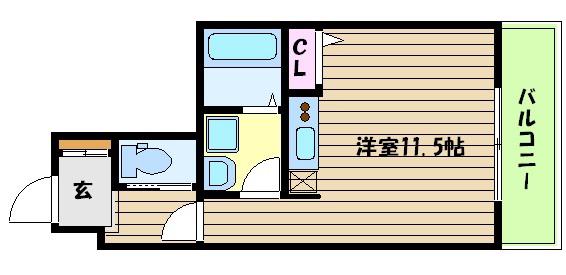 ボヌール恋野(1K/1階)の間取り写真
