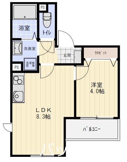 BELLA COLLINA 香椎(1LDK/1階)の間取り写真
