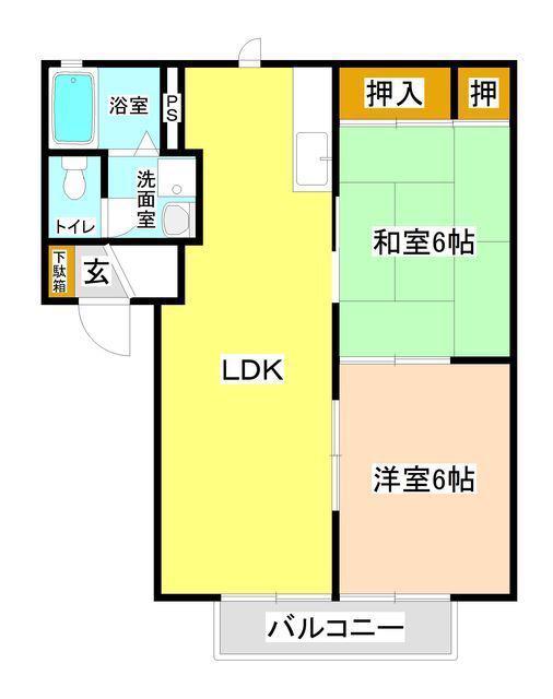 クレセントパレスA(2LDK/1階)の間取り写真