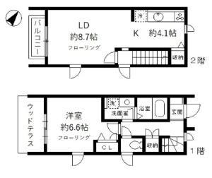 ミ・ルガル西参道(1LDK/1階)の間取り写真