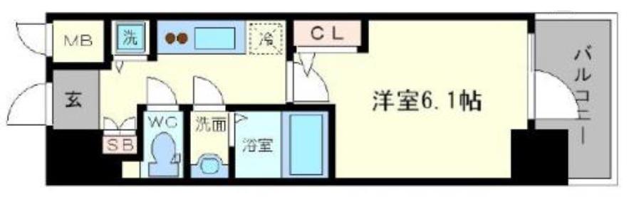 エスリード松屋町サウス(1K/4階)の間取り写真