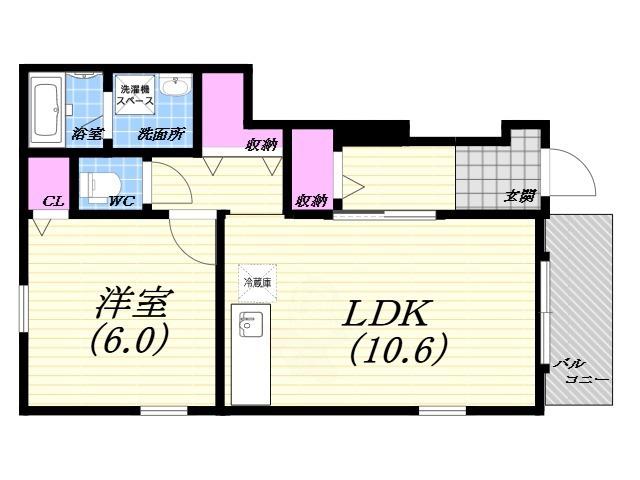 アル ソーレ(1LDK/1階)の間取り写真