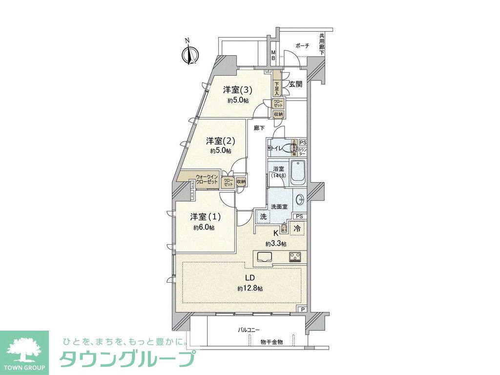 プラウド世田谷砧(3LDK/2階)の間取り写真