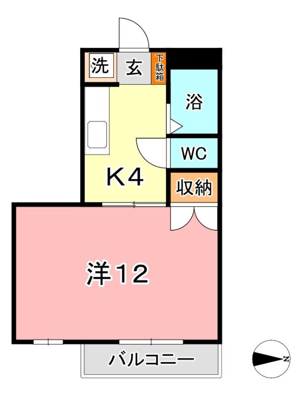 クリスタルハイツ(1K/3階)の間取り写真