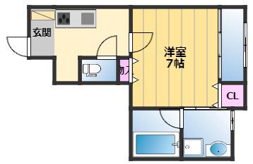 パレス花紋2(1DK/1階)の間取り写真