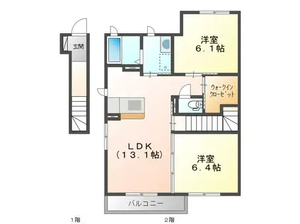 サンフローラ(2LDK/2階)の間取り写真
