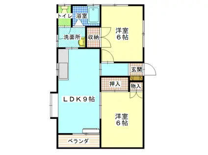 ヴィラ中の島 A(2LDK/1階)の間取り写真