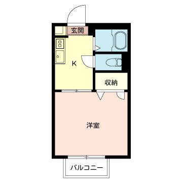 ネストピースミサト(1K/1階)の間取り写真