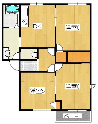 グランドール華蔵寺(3DK/1階)の間取り写真