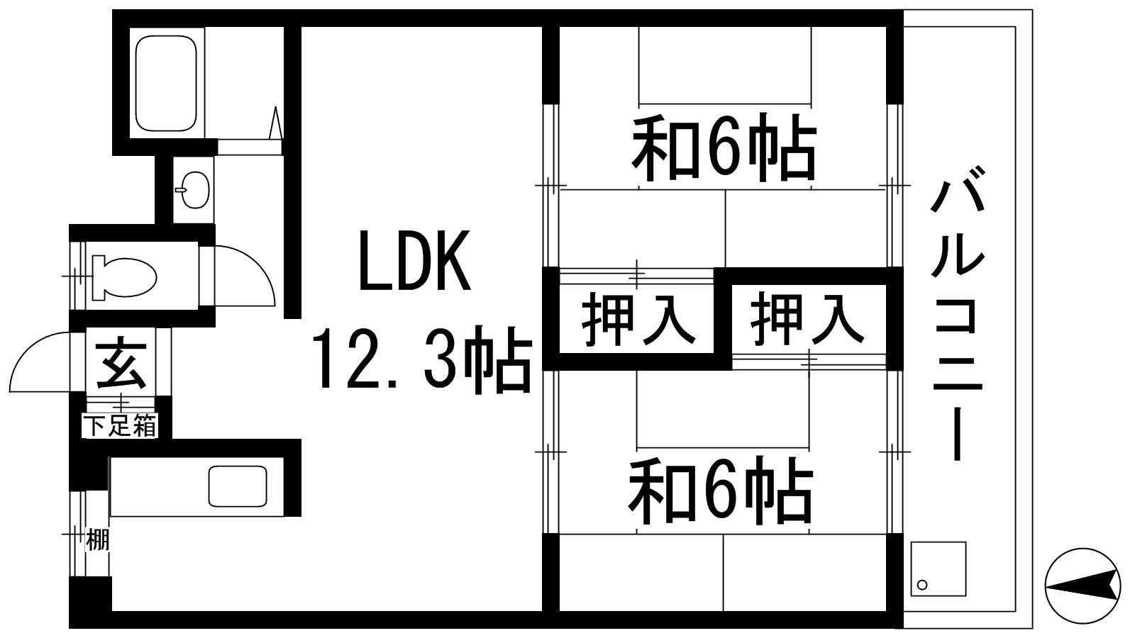 コーポ三矢(2LDK/3階)の間取り写真