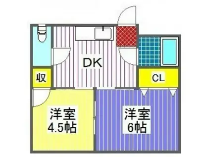 栄アパート(2DK/2階)の間取り写真