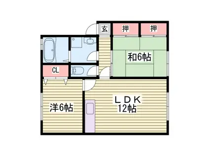 ボンヌシェール矢倉 B棟(2LDK/2階)の間取り写真