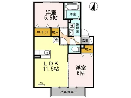 パークハイム(2LDK/2階)の間取り写真