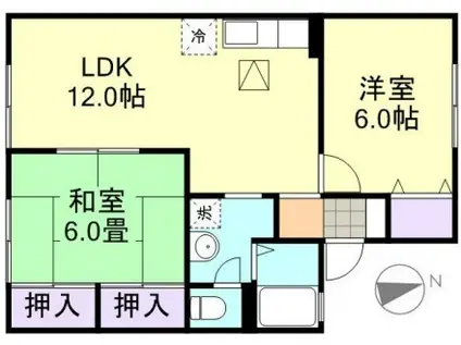 コンチェルト中央A棟(2LDK/2階)の間取り写真